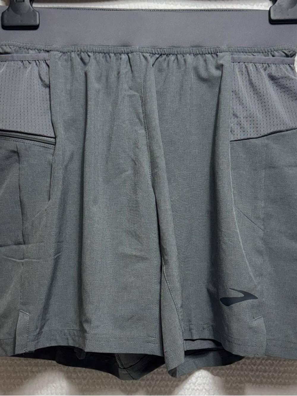 Men's Athletic Shorts with Subtle Logo - Slate Gray